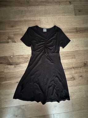 Olivia Rae Black Ruched Front Short Sleeve Mini Dress